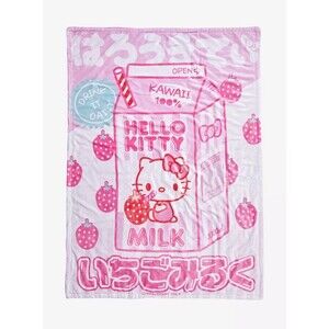 NEW Sanrio Hello Kitty Strawberry Milk Sherpa Throw